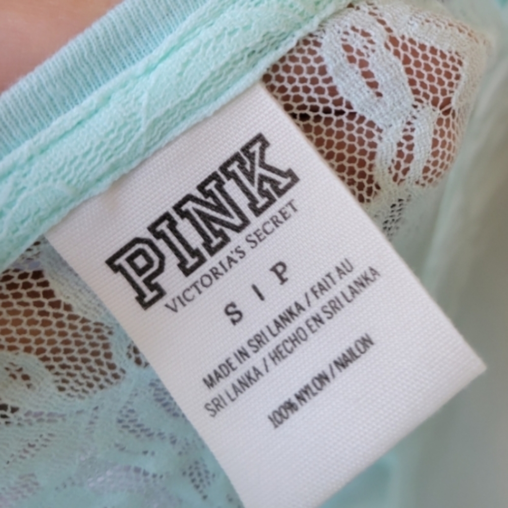 VS Pink Mint Green Lace Long Sleeve Blouse size Small - Picture 5 of 7